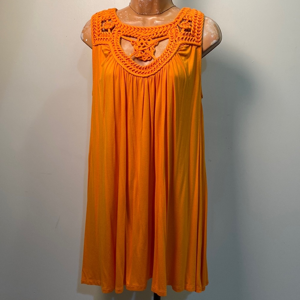 Vintage Size Medium Orange without Sleeves Embroidered Blouse